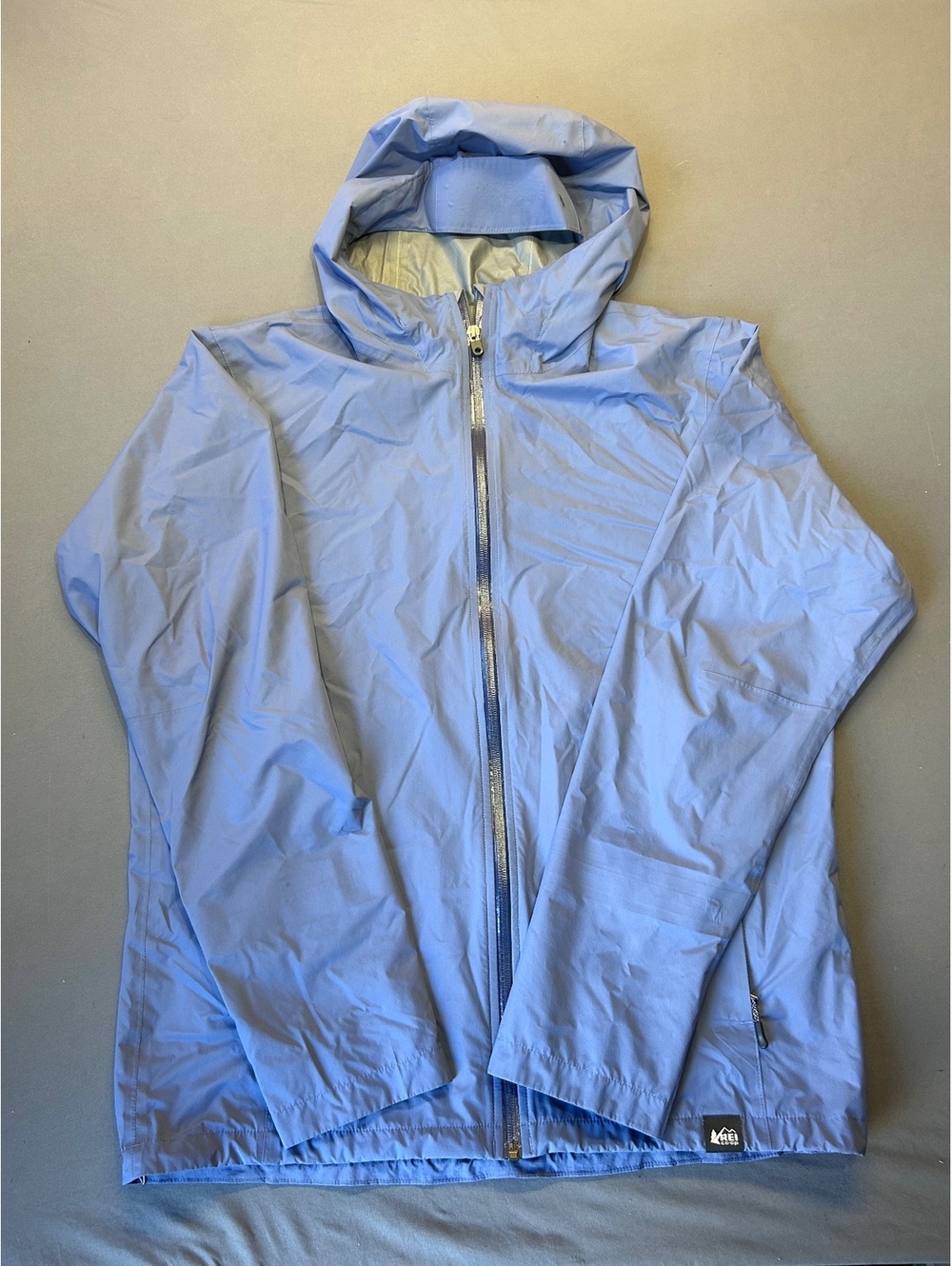 REI Co-op Lightweight Blue Nylon Hooded Jacket